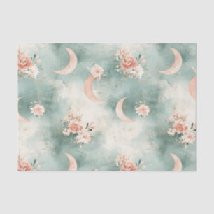 Papel De Seda Padrão de Lua Floral Boho Celestial (7)