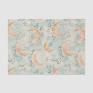 Papel De Seda Padrão de Lua Floral Boho Celestial (8)