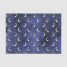 Papel De Seda Padrão de Lua Grunge Vintage Azul Meia-Noite