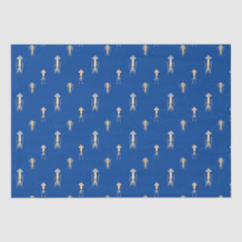 Papel De Seda Padrão de Lula do Mar Azul Profundo