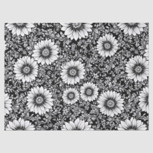 Papel De Seda Padrão de Luxo Floral Monocromático Chic (5)