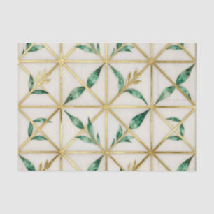 Papel De Seda Padrão de Luxo Folha Esmeralda Geométrica Dourada