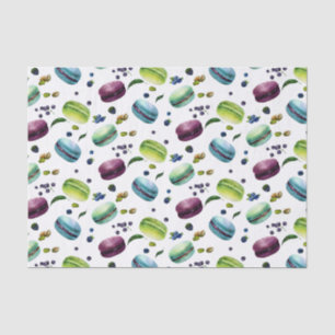 Papel De Seda Padrão de Macarões e Berries Coloridos Iummy