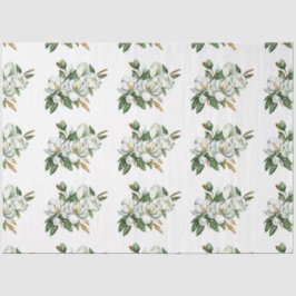 Papel De Seda Padrão de Magnólia em Aquarela Suave Azul