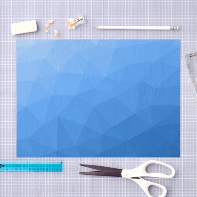 Papel De Seda Padrão de malha geométrica gradiente azul claro (Arte )