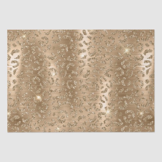 Papel De Seda Padrão de manchas de leopardo selvagem com brilho  (Frente )