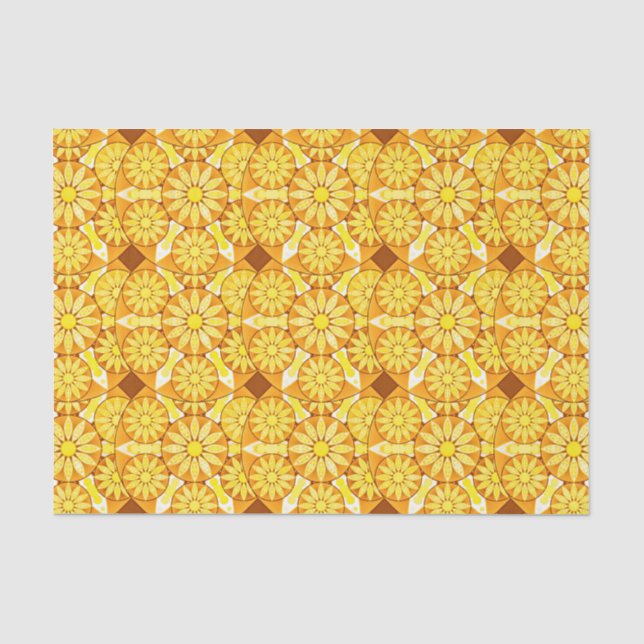 Papel De Seda Padrão de mandala, amarelo, dourado e marrom (Frente )