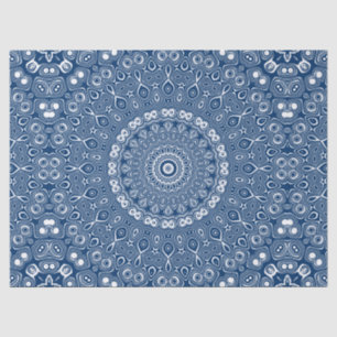 Papel De Seda Padrão de Mandala Azul Índigo