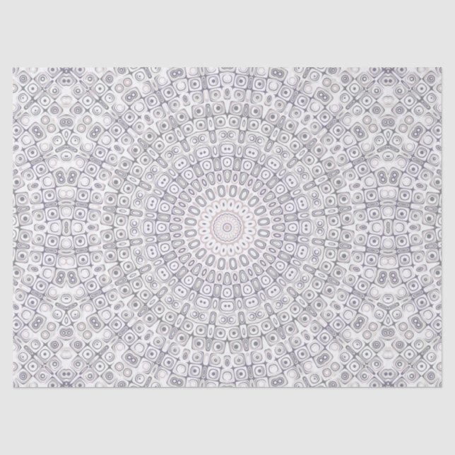 Papel De Seda Padrão de Mandala Cinza e Lilás (Frente )