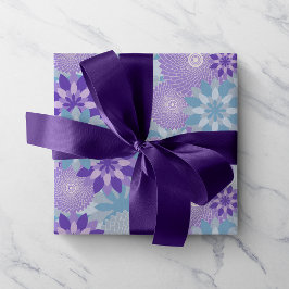 Papel De Seda Padrão de Mandala de Flor Roxa e Azul Colorido