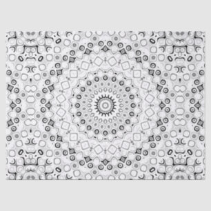 Papel De Seda Padrão de Mandala Geométrico Preto e Branco