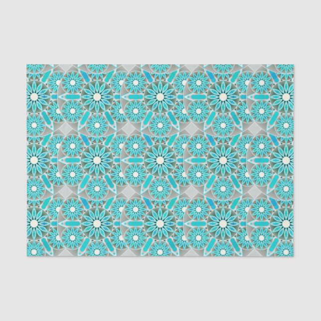 Papel De Seda Padrão de mandala, tartaruga, cinza de prata e bra (Frente )