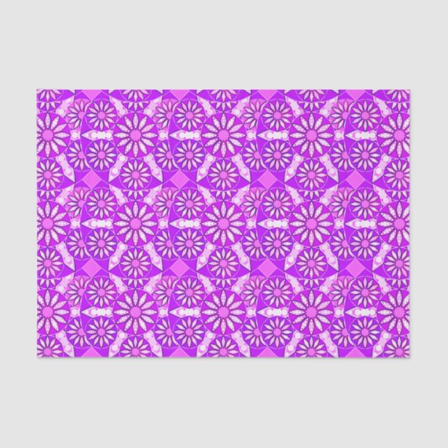 Papel De Seda Padrão de mandala, violeta, orquídea e rosa (Frente )