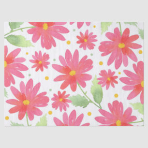 Papel De Seda Padrão de margarida cor-de-água rosa coral 2