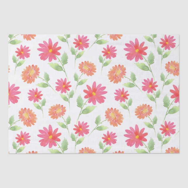 Papel De Seda Padrão de margarida cor-de-rosa-coral (Frente )