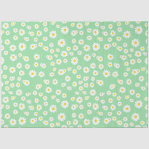 Papel De Seda Padrão de Margaridas Boho Primavera Verde