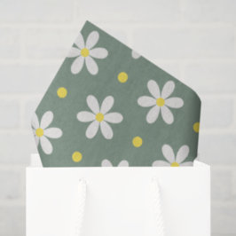 Papel De Seda Padrão de Margaridas Brancas Fundo Personalizado