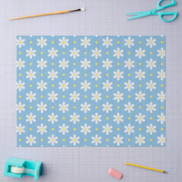 Papel De Seda Padrão de Margaridas Brancas Fundo Personalizado