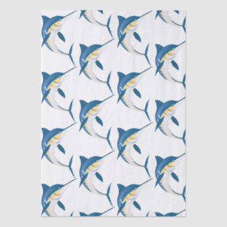 Papel De Seda Padrão de Marlim Azul