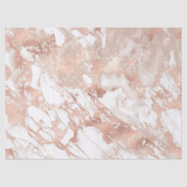 Papel De Seda Padrão de Mármore Branco e Dourado Rosa Moderno (Frente )
