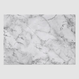 Papel De Seda Padrão de Mármore Branco e Prata Moderno