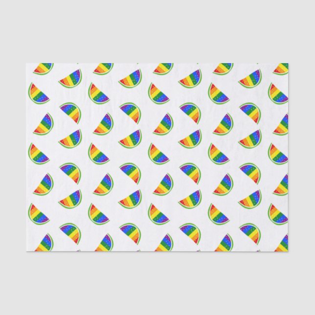 Papel De Seda Padrão de Melancia Arco-Íris (Frente )