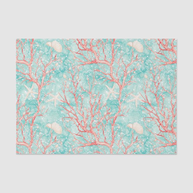 Papel De Seda Padrão de mergulho em recife de coral (Frente )