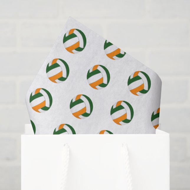 Papel De Seda padrão de minivoleibol de laranja verde (Sacola de presentes)