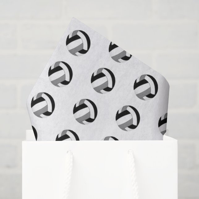 Papel De Seda padrão de minúsculas bolas de vôlei cinza e preto (Sacola de presentes)