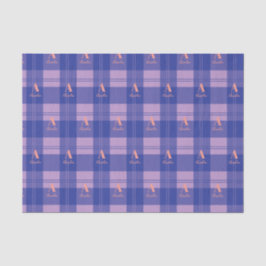 Papel De Seda Padrão de Monograma Roxo de Xadrez Personalizada