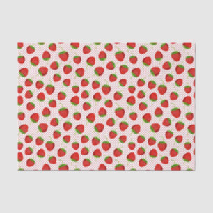 Papel De Seda Padrão de Morango Vermelho e Pontos