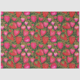 Papel De Seda Padrão de Morango Vermelho e Rosa