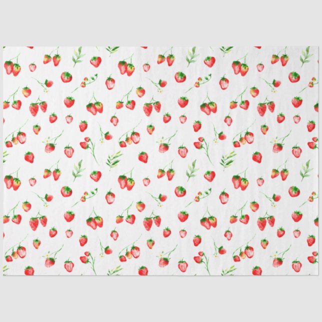 Papel De Seda Padrão de Morangos e Margaridas (Frente )