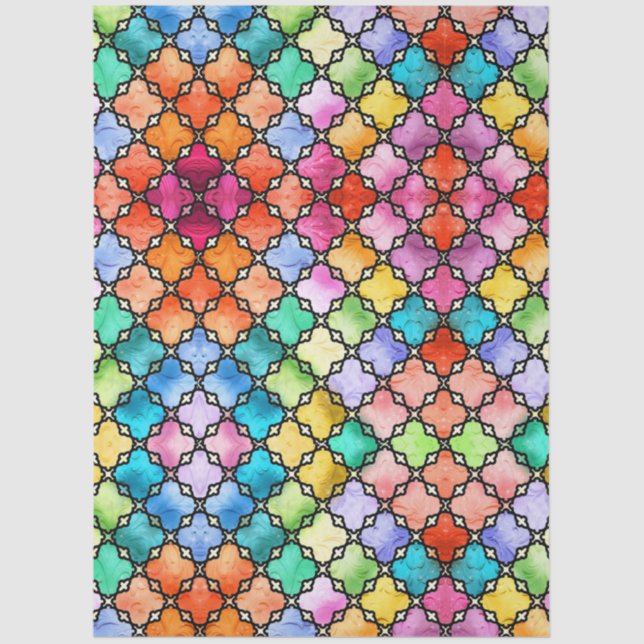 Papel De Seda Padrão de mosaico arco-íris (Frente )