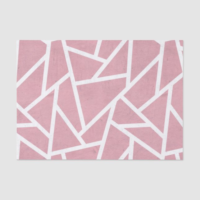 Papel De Seda Padrão de mosaico branco e coral (Frente )