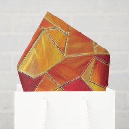 Papel De Seda Padrão de mosaico de vidro colorido laranja e dour