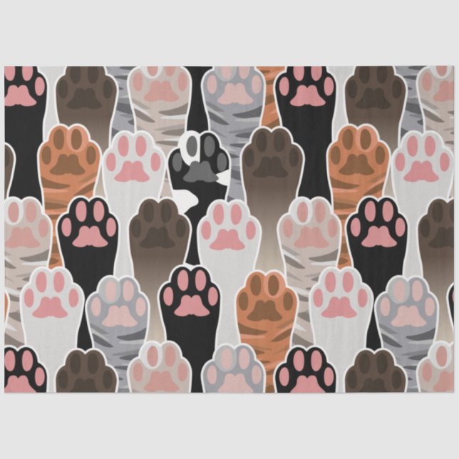 Papel De Seda Padrão de muitas patas de gatos (Frente )