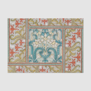 Papel De Seda Padrão de Narciso Art Nouveau Antigo Verneuil