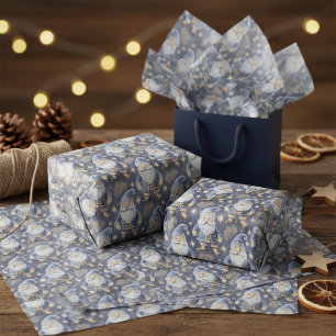 Papel De Seda Padrão de Natal Blue Gold #11 ID1009