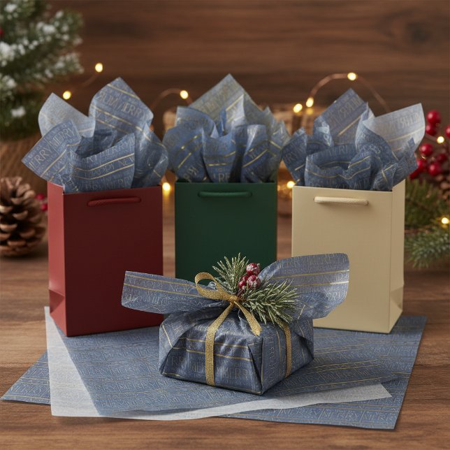 Papel De Seda Padrão de Natal Blue Gold #34 ID1009 (Criador carregado)
