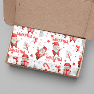 Papel De Seda Padrão de Natal com Nome Personalizado do Papai No