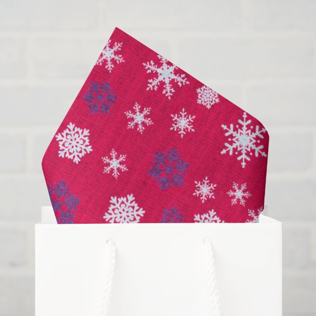Papel De Seda Padrão de Natal de Floco de Neve Vermelho Branco (Sacola de presentes)