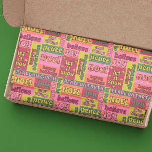 Papel De Seda Padrão de Natal do Estilo Vintage Word Collage 197