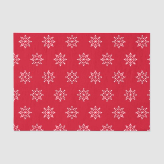 Papel De Seda Padrão de Natal do Floco de Neve Vermelho (Frente )