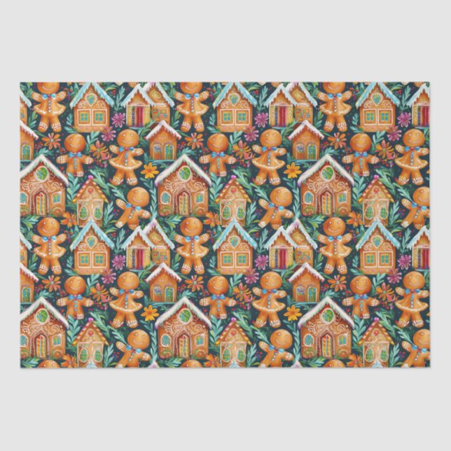 Papel De Seda Padrão de Natal do pão-de-açúcar (Frente )