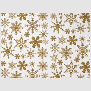 Papel De Seda Padrão de Natal dos Flocos de Neve com ouro brilha