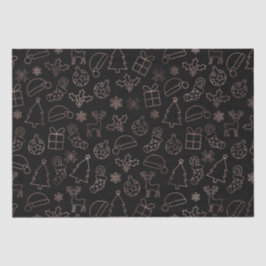 Papel De Seda Padrão de Natal em Folha Dourada Rosa e Preto Eleg