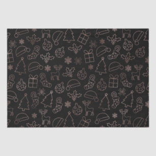 Papel De Seda Padrão de Natal em Folha Dourada Rosa e Preto Eleg