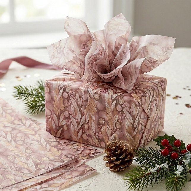 Papel De Seda Padrão de Natal em Ouro Rosa#22 ID1009 (Criador carregado)
