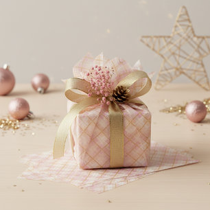 Papel De Seda Padrão de Natal em Ouro Rosa #28 ID1009